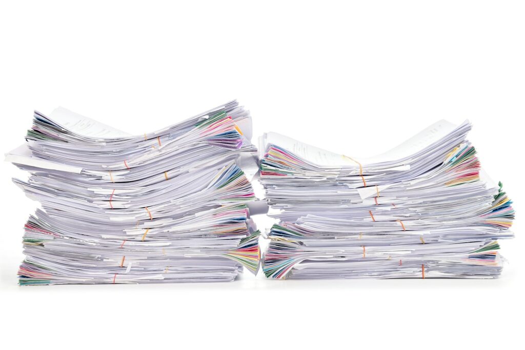 Stack of Documents isolated on white background